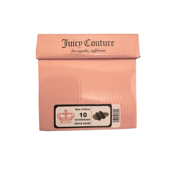 Juicy Couture Slide Slippers Faux Fur Crystals Black Leopard Womens Size 10 NIB - Picture 4 of 4